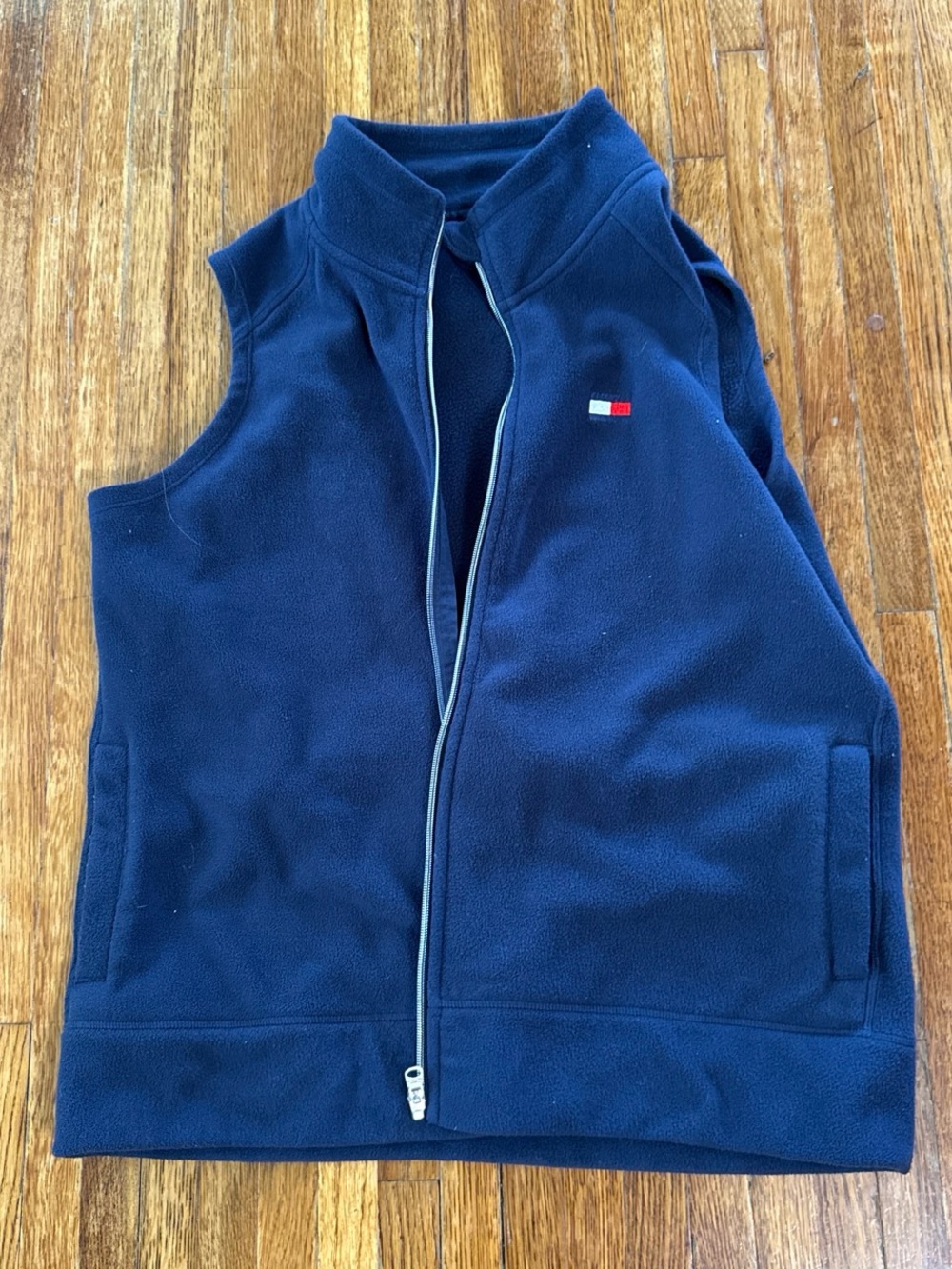 Tommy Hilfiger Navy Fleece Vest with Signature Flag